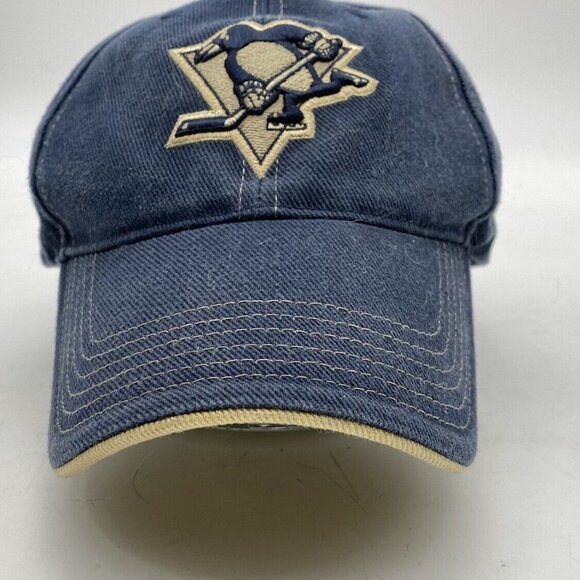 NHL Pittsburgh Penguins Ball Hat Cap Blue Hook Loop Adjustable By T.E.I. Cotton - Picture 3 of 12